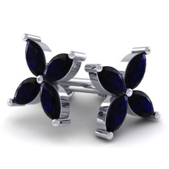 18 Karat White Gold 2 3/4 Carat Sapphire Cluster Earrings