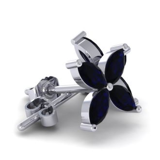 18 Karat White Gold 2 3/4 Carat Sapphire Cluster Earrings