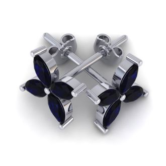 18 Karat White Gold 2 3/4 Carat Sapphire Cluster Earrings