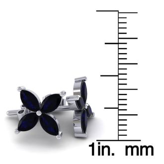 18 Karat White Gold 2 3/4 Carat Sapphire Cluster Earrings