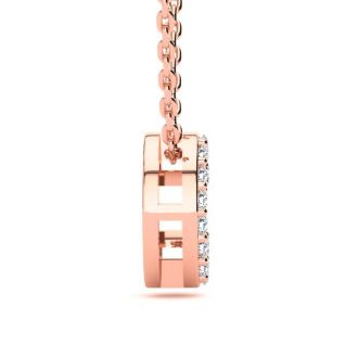 Letter C Diamond Initial Necklace In 14K Rose Gold With 13 Diamonds