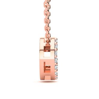 Letter G Diamond Initial Necklace In 14K Rose Gold With 13 Diamonds