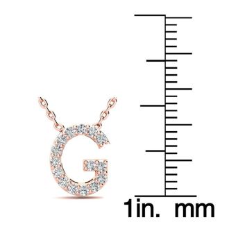 Letter G Diamond Initial Necklace In 14K Rose Gold With 13 Diamonds