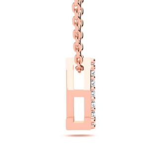 Letter I Diamond Initial Necklace In 14K Rose Gold With 13 Diamonds