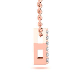 Letter L Diamond Initial Necklace In 14K Rose Gold With 13 Diamonds