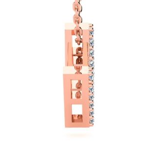 Letter M Diamond Initial Necklace In 14K Rose Gold With 13 Diamonds