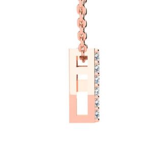 Letter P Diamond Initial Necklace In 14K Rose Gold With 13 Diamonds