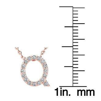 Letter Q Diamond Initial Necklace In 14K Rose Gold With 13 Diamonds
