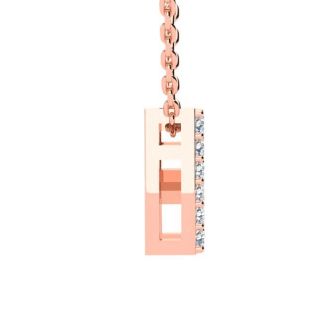 Letter R Diamond Initial Necklace In 14K Rose Gold With 13 Diamonds