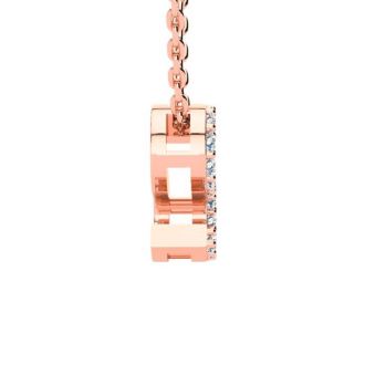 Letter S Diamond Initial Necklace In 14K Rose Gold With 13 Diamonds