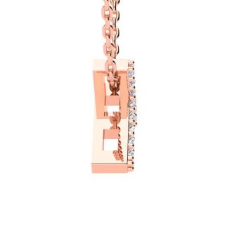Letter T Diamond Initial Necklace In 14K Rose Gold With 13 Diamonds