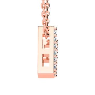 Letter V Diamond Initial Necklace In 14K Rose Gold With 13 Diamonds