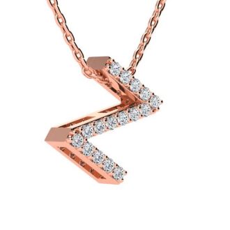Letter Z Diamond Initial Necklace In 14K Rose Gold With 13 Diamonds