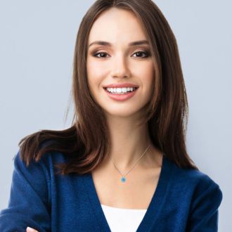 1 Carat Round Shape Blue Topaz and Halo Diamond Necklace In 14 Karat White Gold