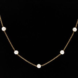 Previously Owned 10K Yellow Gold Pearls By The Yard Necklace, 18 Inches