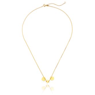 Adjustable Star And Disk Charm Necklace In 14K Yellow Gold, 16-18 Inches
