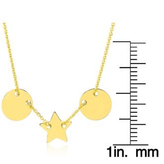 Adjustable Star And Disk Charm Necklace In 14K Yellow Gold, 16-18 Inches