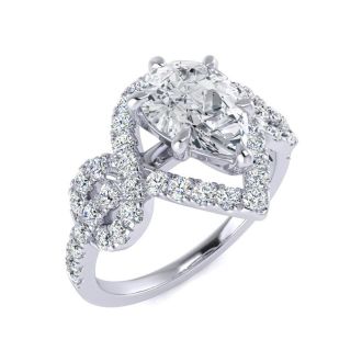 1 1/2 Carat Pear Shape Halo Diamond Fancy Engagement Ring In 14K White Gold (H-I, SI2-I1)