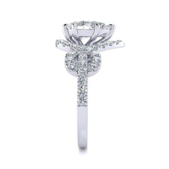 1 1/2 Carat Pear Shape Halo Diamond Fancy Engagement Ring In 14K White Gold (H-I, SI2-I1)