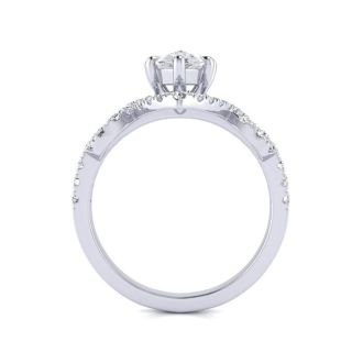 1 1/2 Carat Pear Shape Halo Diamond Fancy Engagement Ring In 14K White Gold