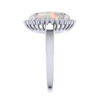 4 Carat Ballerina Opal Ring with Diamonds In 14 Karat White Gold