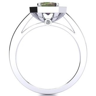 1 Carat Octagon Shape Mystic Topaz Ring With Diamond Halo In 14 Karat White Gold