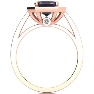 2 Carat Octagon Shape Mystic Topaz Ring With Diamond Halo In 14 Karat Rose Gold