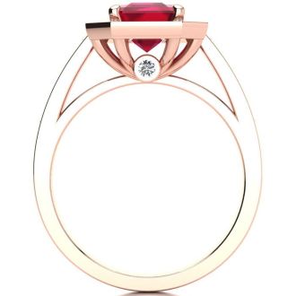 2 1/2 Carat Ruby and Halo Diamond Ring In 14 Karat Rose Gold