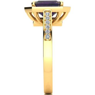 2-1/2 Carat Octagon Shape Mystic Topaz Ring With Diamond Halo In 14 Karat Yellow Gold