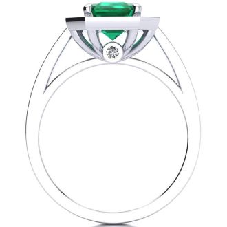 2 1/2 Carat Emerald and Halo Diamond Ring In 14 Karat White Gold