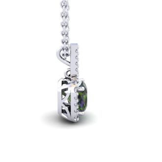 2-1/2 Carat Cushion Shape Mystic Topaz Necklace With Diamond Halo In 14 Karat White Gold, 18 Inches