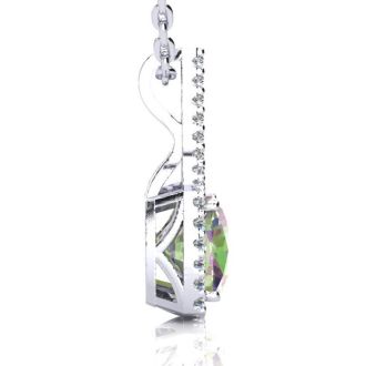 2-1/2 Carat Cushion Shape Mystic Topaz Necklace With Diamond Halo In 14 Karat White Gold, 18 Inches