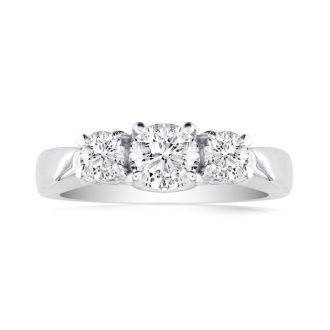 Cheap Engagement Rings, 1/4ct Three Diamond Ring in White Gold