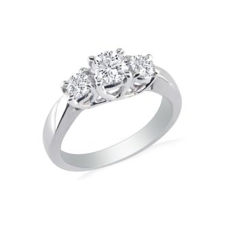 Cheap Engagement Rings, 1/4ct Three Diamond Ring in White Gold