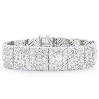 2 Carat Diamond Art Deco Bracelet, 7 Inches, Incredible Wide Amazing Diamond Bracelet! Very Beautiful In Person, You Won't Believe It!