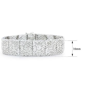 2 Carat Diamond Art Deco Bracelet, 7 Inches, Incredible Wide Amazing Diamond Bracelet! Very Beautiful In Person, You Won't Believe It!