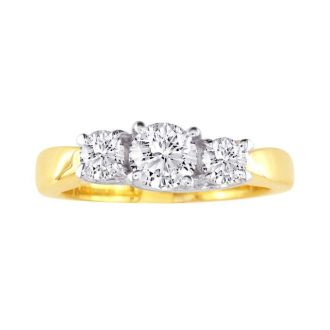 1/4ct Three Diamond Engagement Ring In 10k Yellow Gold
