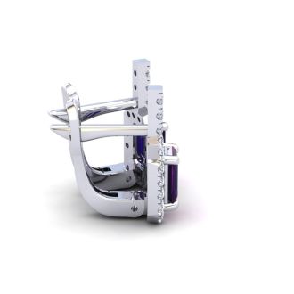 1 1/2 Carat Amethyst and Halo Diamond Dangle Earrings In 14 Karat White Gold