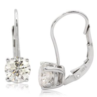 Diamond Stud Earrings | 1 1/2 Carat Diamond Leverback Earrings In 14 ...