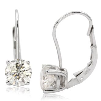 1 1 2 Carat Natural Diamond Leverback Earrings In 14 Karat White Gold