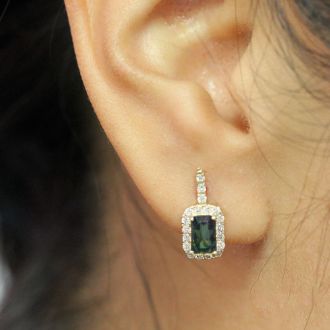 1 3/4 Carat Mystic Topaz and Halo Diamond Dangle Earrings In 14 Karat Yellow Gold