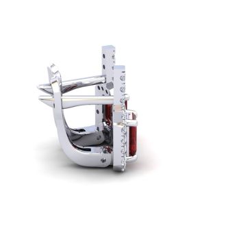 Garnet Earrings: Garnet Jewelry: 2 Carat Garnet and Halo Diamond Dangle Earrings In 14 Karat White Gold