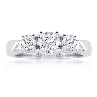 1/2ct Engagment Three Diamond Ring in 14k White Gold