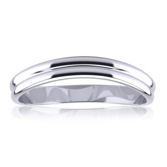 10K White Gold 3MM Comfort Fit Curved Double Wave Thumb Rings