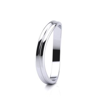 10K White Gold 3MM Comfort Fit Curved Double Wave Thumb Rings