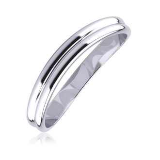 10K White Gold 3MM Comfort Fit Curved Double Wave Thumb Rings