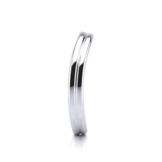 10K White Gold 3MM Comfort Fit Curved Double Wave Thumb Rings