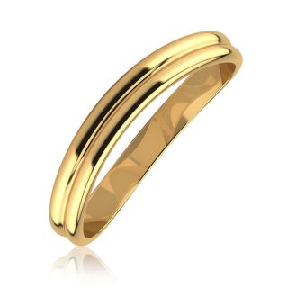 10K Yellow Gold 3MM Comfort Fit Curved Double Wave Thumb Rings