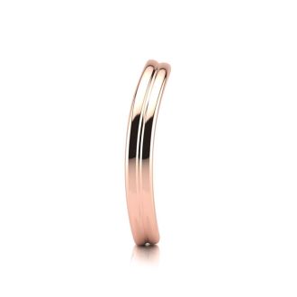 10K Rose Gold 3MM Comfort Fit Curved Double Wave Thumb Rings