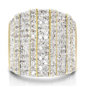 2 Carat 14-Row Diamond Band Ring In Yellow, NATURAL ROUGH CUT DIAMONDS. AMAZING FOR THE MONEY! DIAMOND ARE SEMI-ROUGH, REFLECT, NOT SHINE